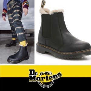 Dr. Martens Black Fur-Lined Chelsea Boots